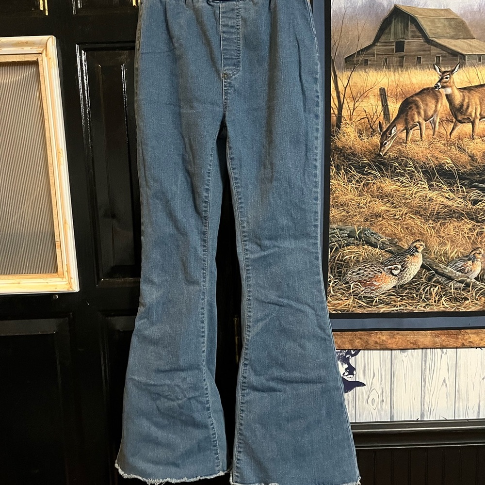 SHEIN Blue Flare Wide Leg Jeans